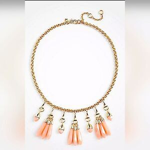 ANN TAYLOR LINEAR STONE STATEMENT FROSTED ROSE NECKLACE NWT 18"-2"